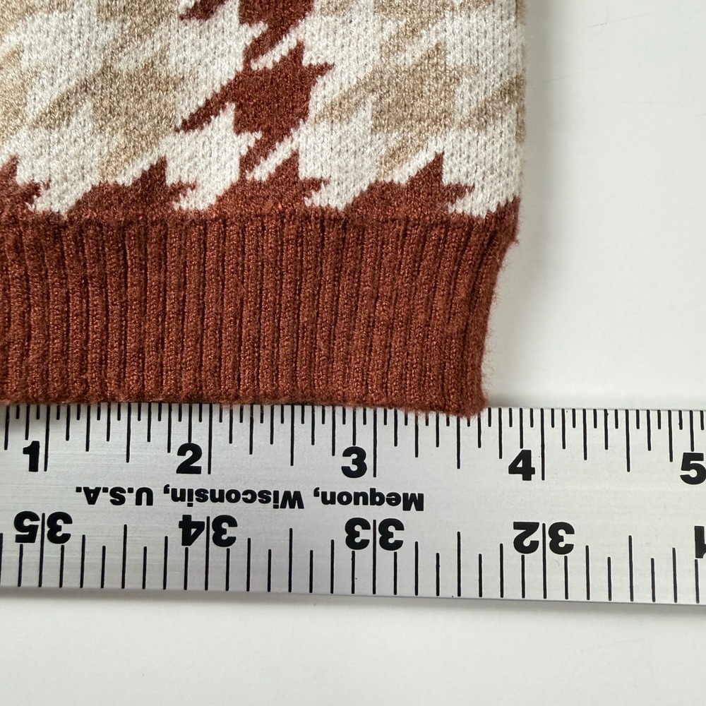 Jones New York Sweater Women XL Brown Houndstooth Layered Collar Mixed Media - Picture 13 of 13